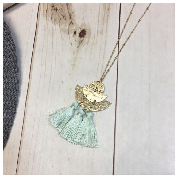 Mint Fringe Pendant Necklace - Picture 2 of 4